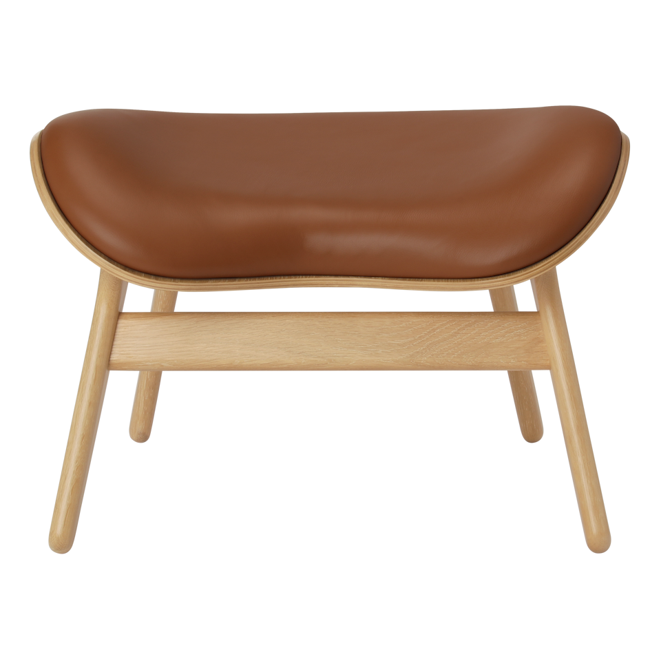 UMAGE A Conversation Piece Ottoman, Oak - Cognac, Hope Leather