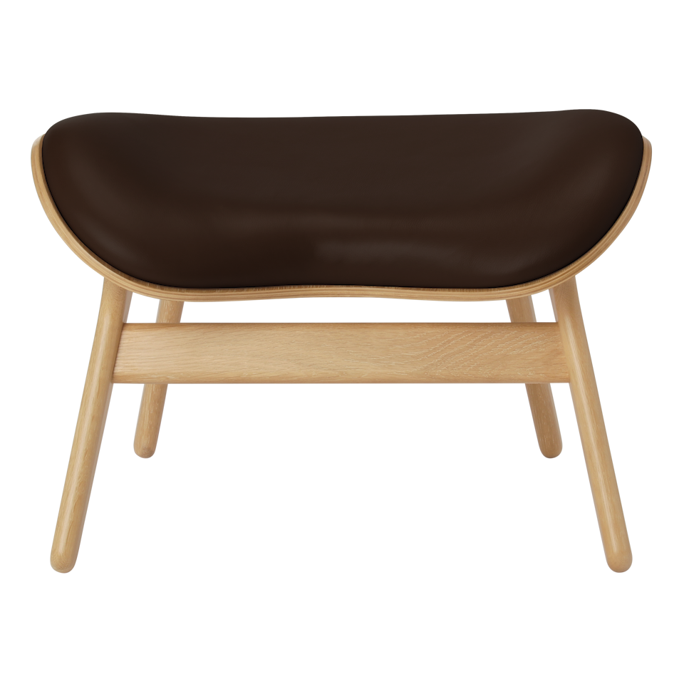 UMAGE A Conversation Piece Ottoman, Oak - Brown, Hope Leather
