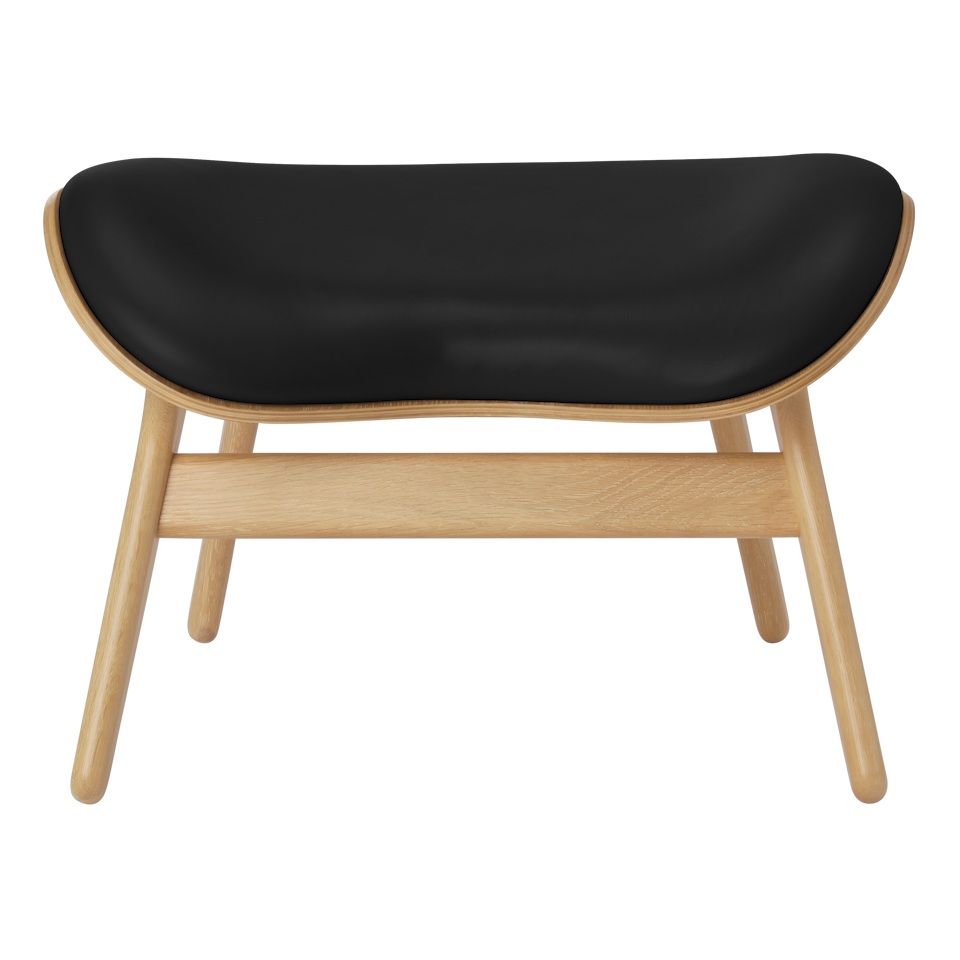 UMAGE A Conversation Piece Ottoman, Oak - Black, Hope Leather