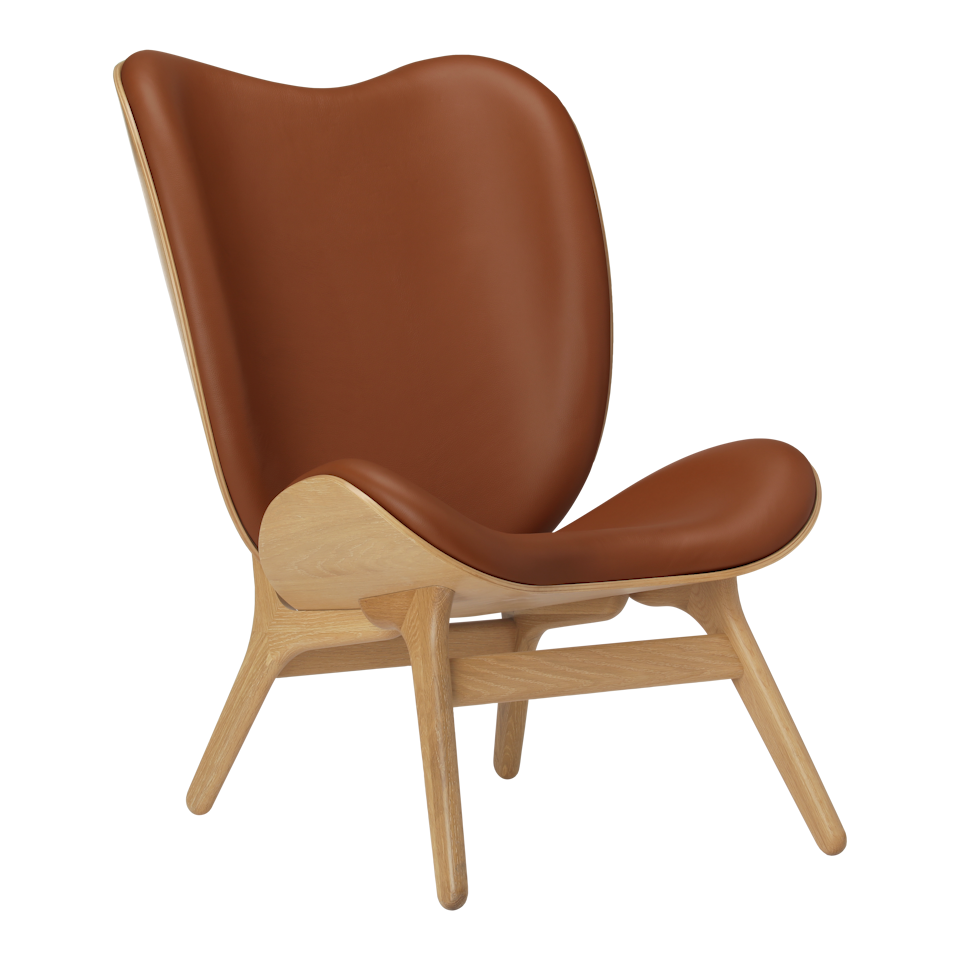 UMAGE A Conversation Piece Lounge Chair, Tall, Oak - Cognac, Hope Leather