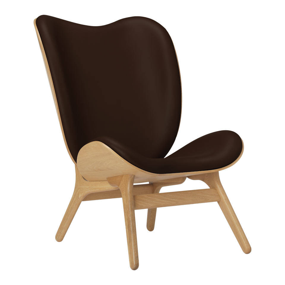UMAGE A Conversation Piece Lounge Chair, Tall, Oak - Brown, Hope Leather