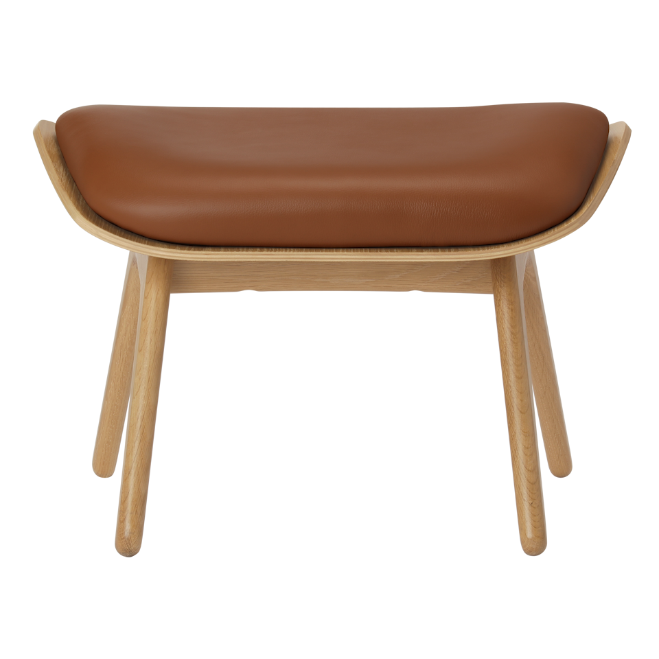 UMAGE The Reader Ottoman, Oak - Cognac, Hope Leather