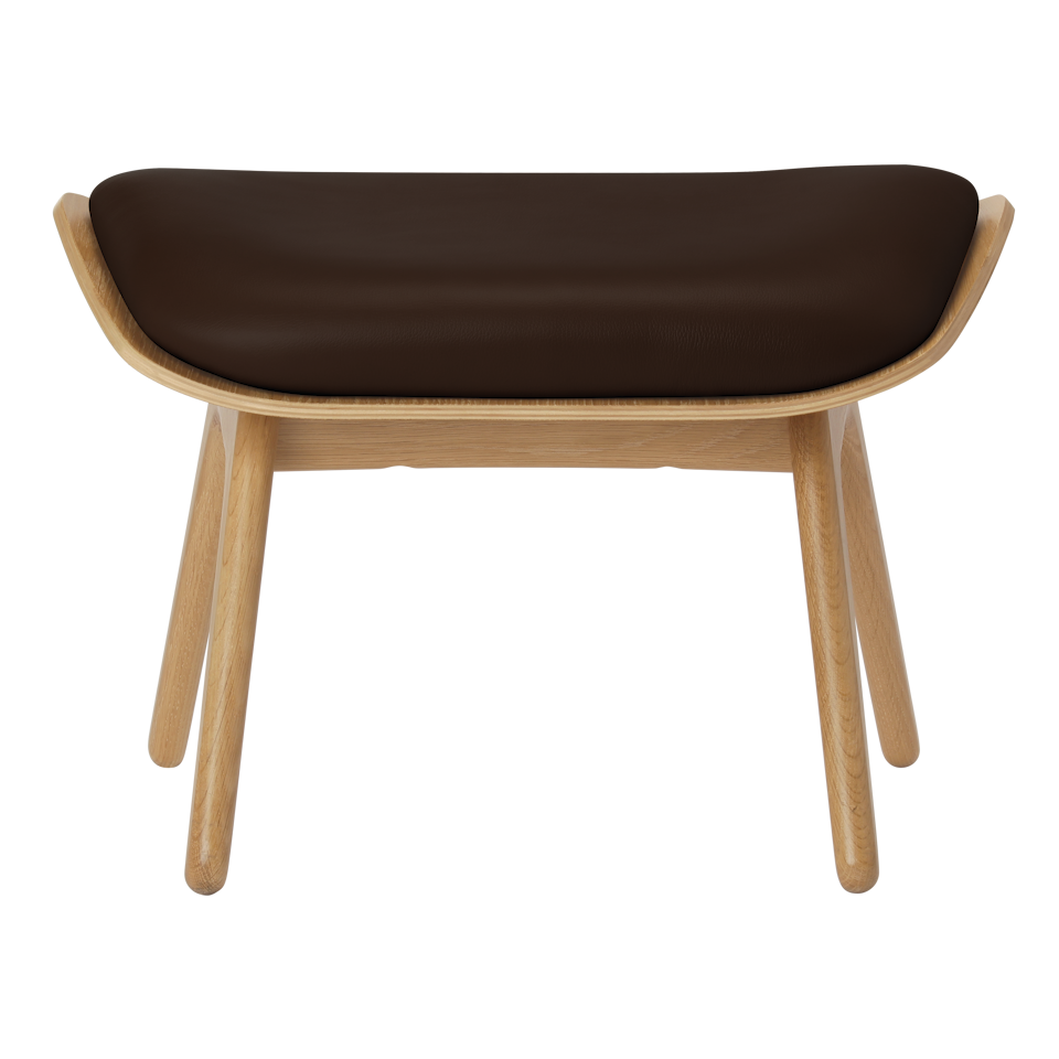 UMAGE The Reader Ottoman, Oak - Brown, Hope Leather