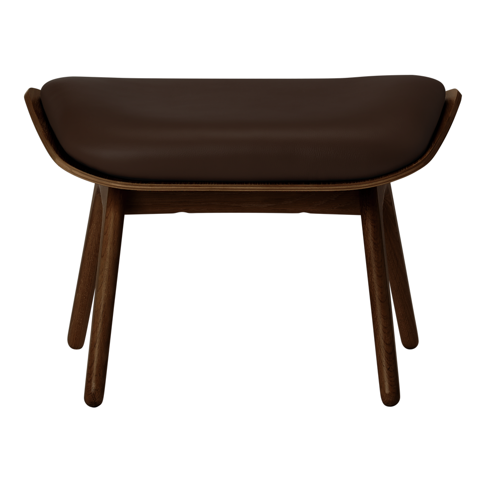 UMAGE The Reader Ottoman, Dark Oak - Brown, Hope Leather