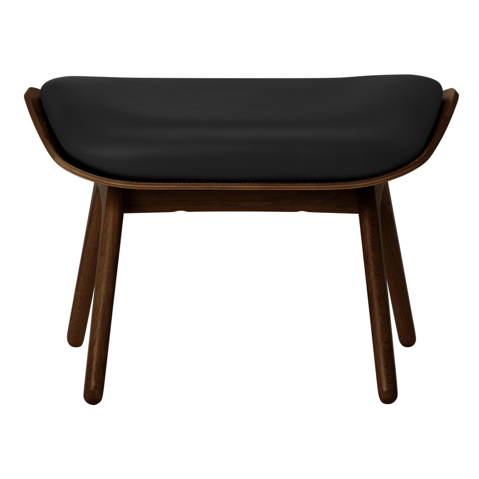 UMAGE The Reader Ottoman, Dark Oak - Black, Hope Leather