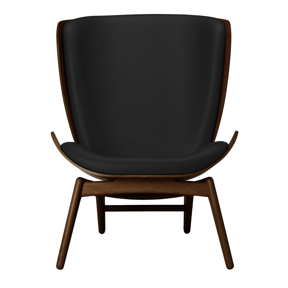 UMAGE The Reader Wing Chair, Dark Oak - Black, Hope Leather