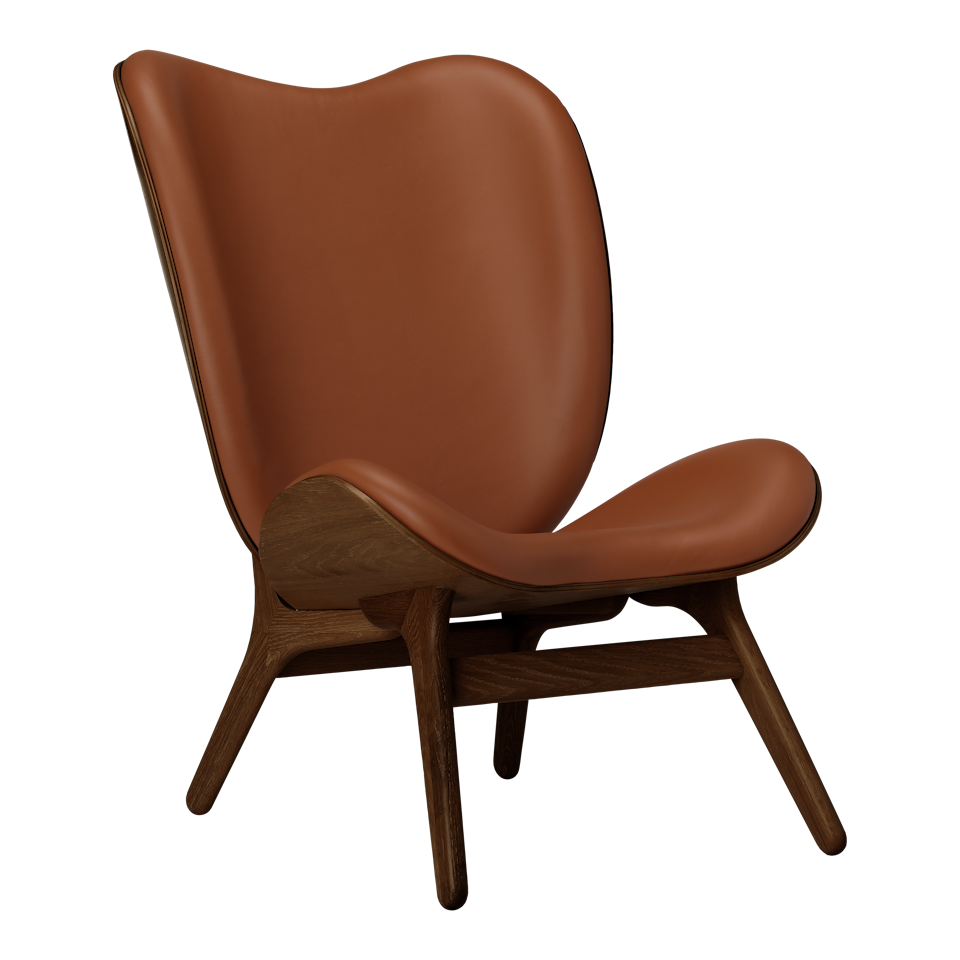 UMAGE A Conversation Piece Lounge Chair, Tall, Dark Oak - Cognac, Hope Leather