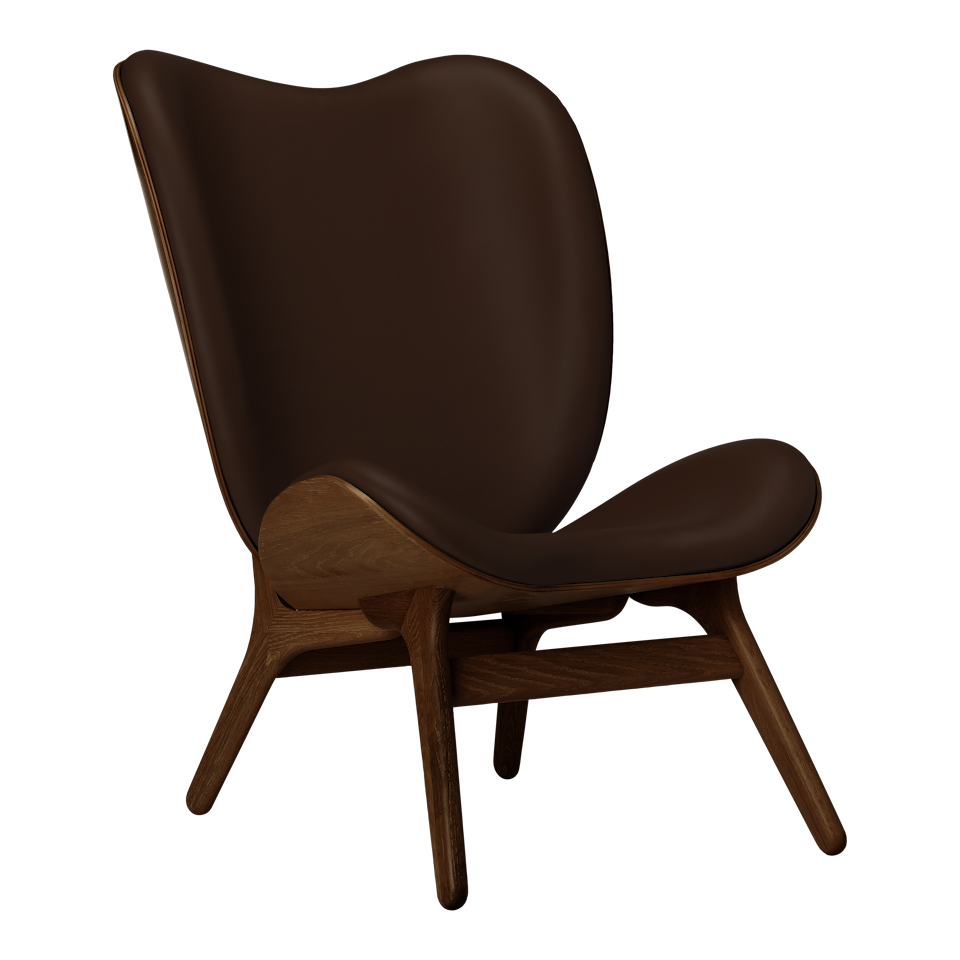 UMAGE A Conversation Piece Lounge Chair, Tall, Dark Oak - Brown, Hope Leather