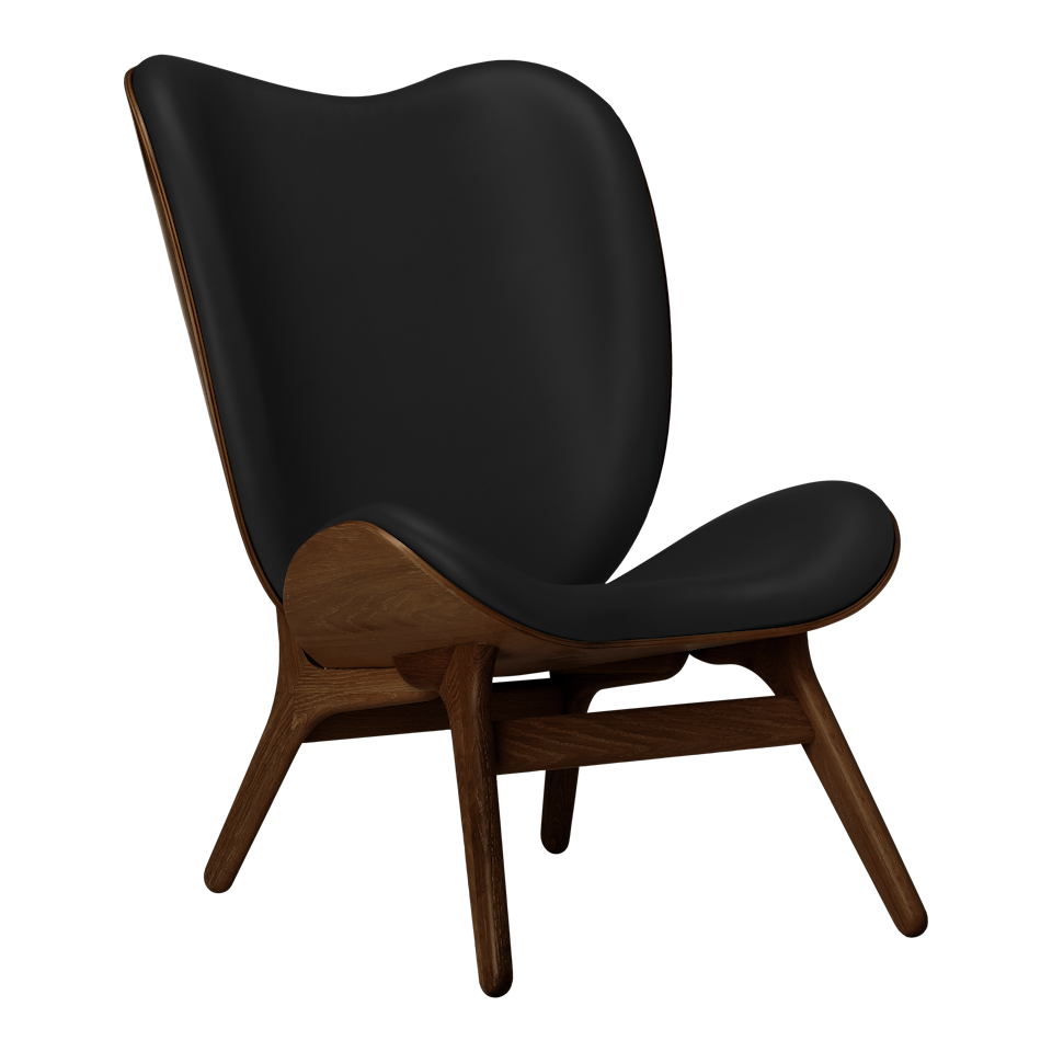 UMAGE A Conversation Piece Lounge Chair, Tall, Dark Oak - Black, Hope Leather