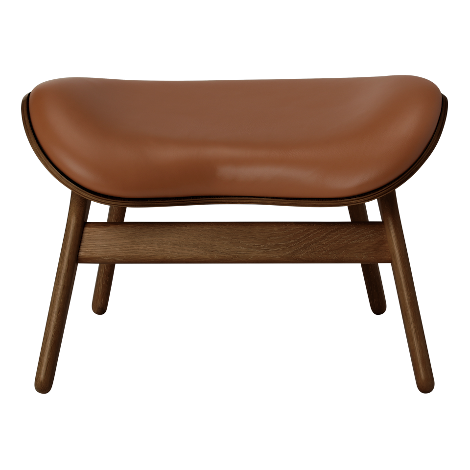 UMAGE A Conversation Piece Ottoman, Dark Oak - Cognac, Hope Leather