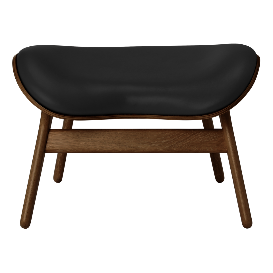UMAGE A Conversation Piece Ottoman, Dark Oak - Black, Hope Leather