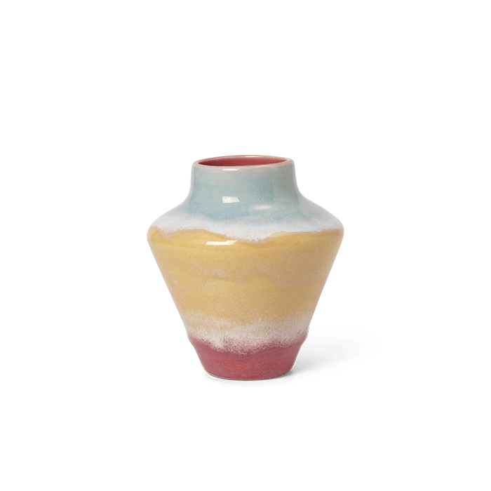 Kähler Poppery Vase - Vase, Pink/Mint/Yellow, H: 4.7