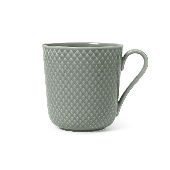 Lyngby Porcelæn Rhombe Earth Mug With Handle - Moss, V: 13.2 oz