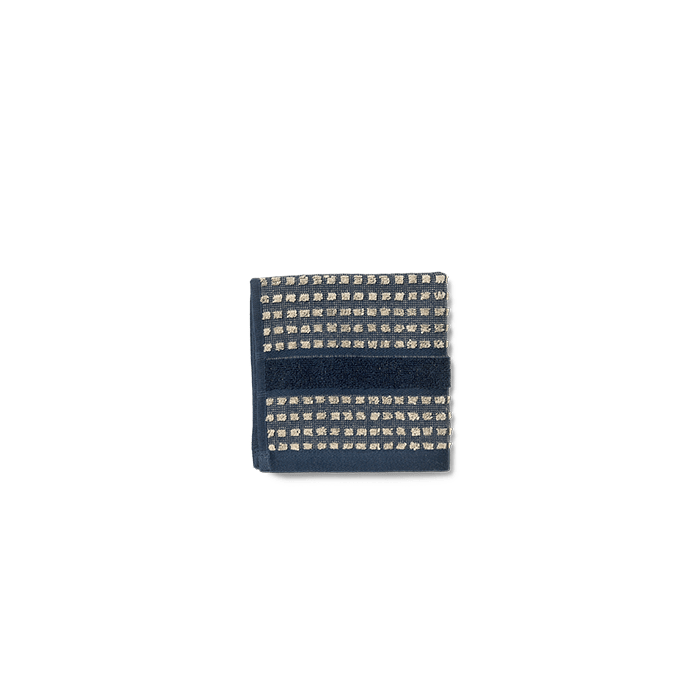 JUNA Check Towel - Washcloth, Dark Blue, H: 11.8
