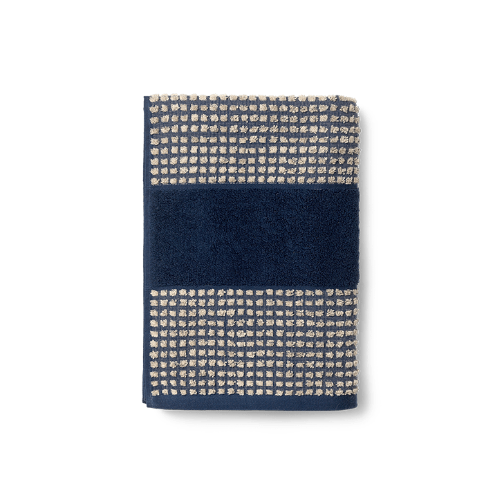 JUNA Check Towel - Bath Towel, Dark Blue, H: 55.1
