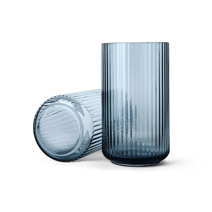 Lyngby Porcelain Glass Vases - Midnight Blue, H: 9.8
