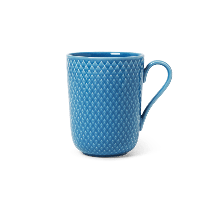 Lyngby Porcelæn Rhombe Color Mug - Mug with Handle, Blue, V: 11.2 oz