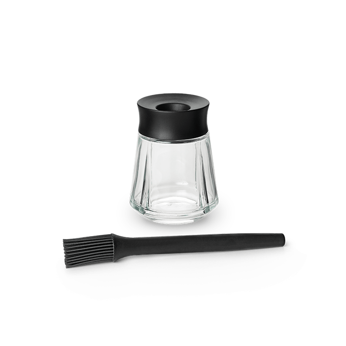 Rosendahl Grand Cru - Marinade Glass with Brush, Black, H: 8.1
