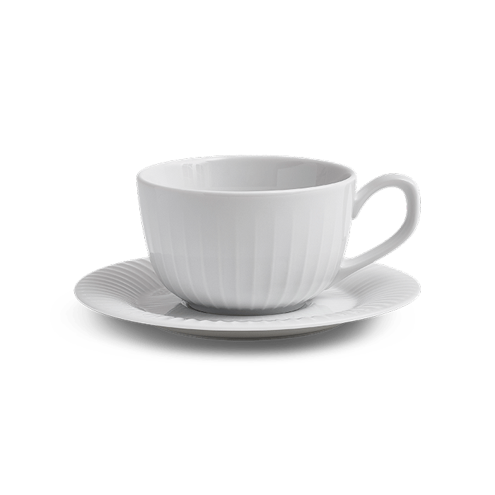 Kahler Hammershoi Cups and Mugs - Coffee Cup with Matching Saucer, White, V: 8.5 oz