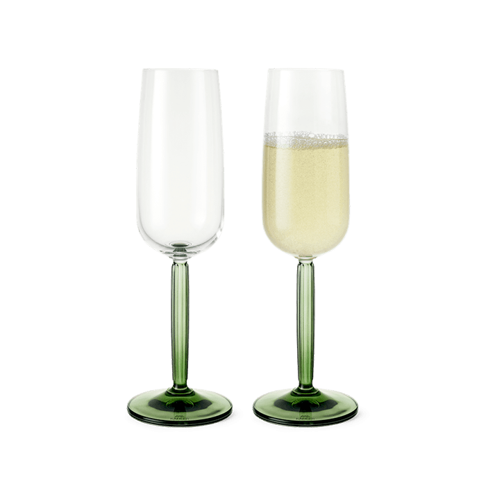 Kahler Hammershoi Glasses - Champagne, Green, V: 8.1 oz, 2 pcs.