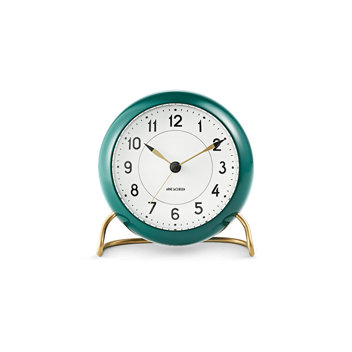 Arne Jacobsen Station Table Clock, - Green/White
