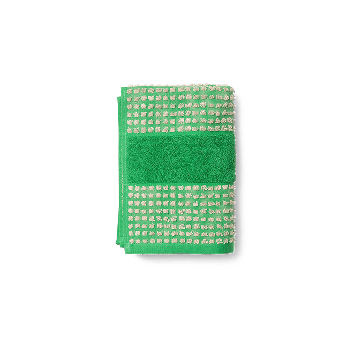 JUNA Check Towel - Hand Towel, Green, 39.4