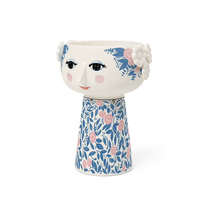 Bjørn Wiinblad Eva Vase - H7.3" blue/rose