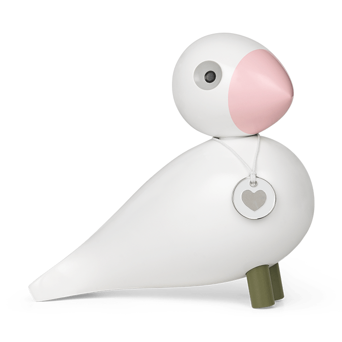 Kay Bojesen Lovebirds - Love Song Bird, White/Rose, H: 6.1