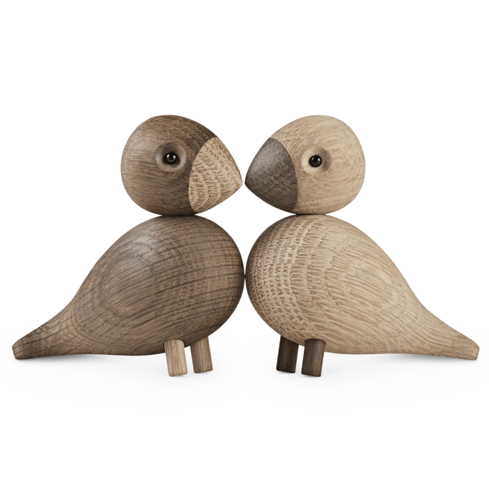 Kay Bojesen Lovebirds - Love Birds Pair, Oak/Smoked Oak, H: 3.5