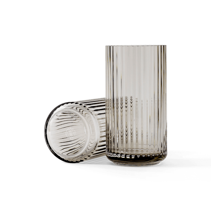 Lyngby Porcelain Glass Vases - Smoke, H: 8.1
