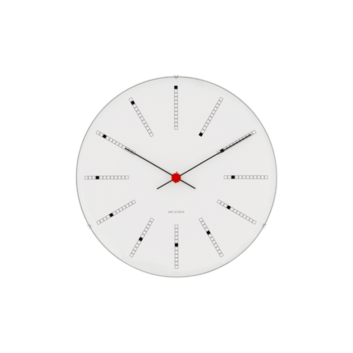 Arne Jacobsen Bankers Wall Clock White/Black/Red - Small, Ø: 6.3