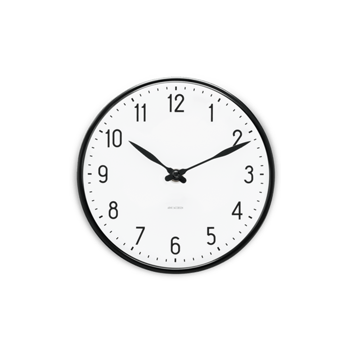 Arne Jacobsen Station Wall Clock White/Black - Small, Ø: 6.3