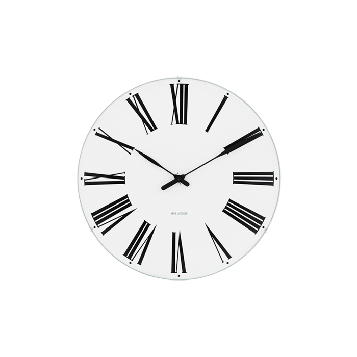 Arne Jacobsen Roman Wall Clock White/Black - Small, Ø: 6.3
