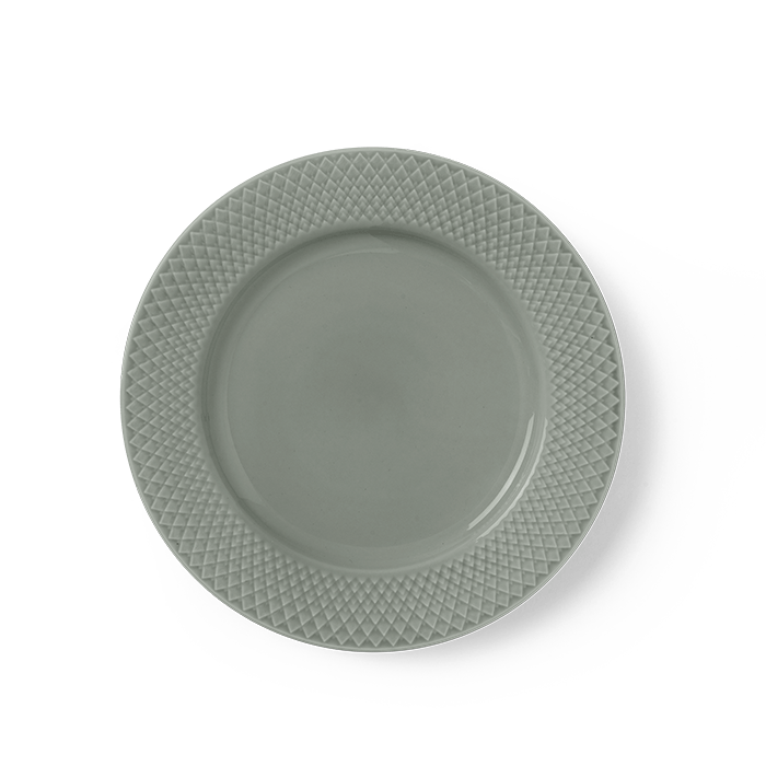 Lyngby Porcelæn Rhombe Earth Plate - Lunch Plate, Moss, Ø: 8.3