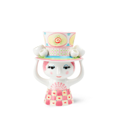 Bjørn Winblad Lady With Hat Vase, Pink/Yellow