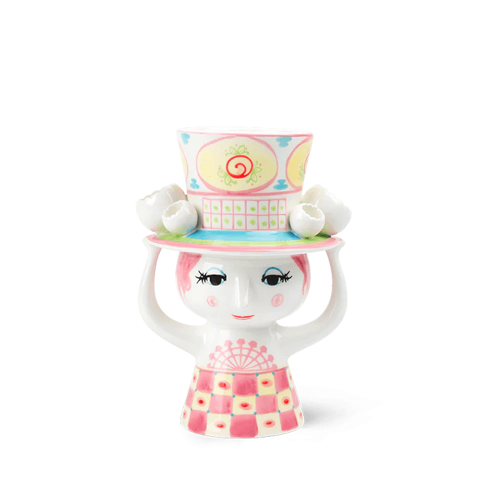 Bjørn Winblad Lady With Hat Vase, Pink/Yellow