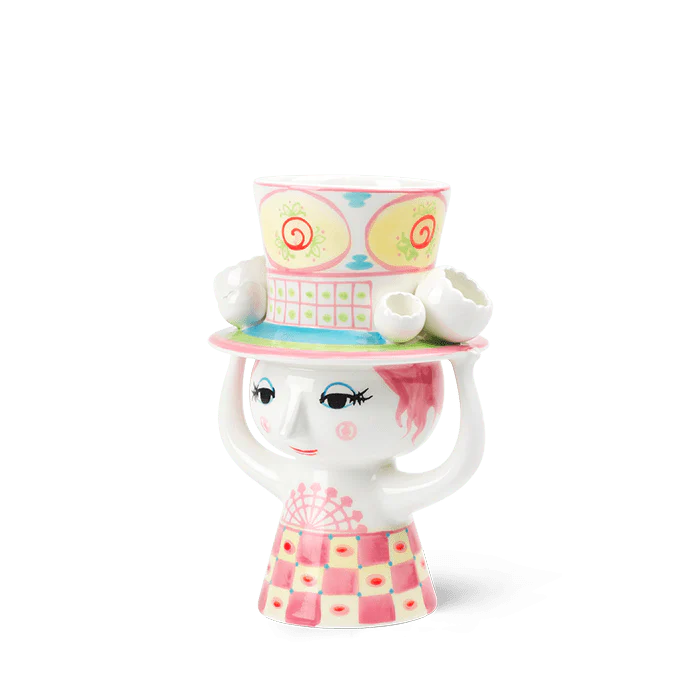 Bjørn Winblad Lady With Hat Vase, Pink/Yellow