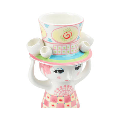 Bjørn Winblad Lady With Hat Vase, Pink/Yellow