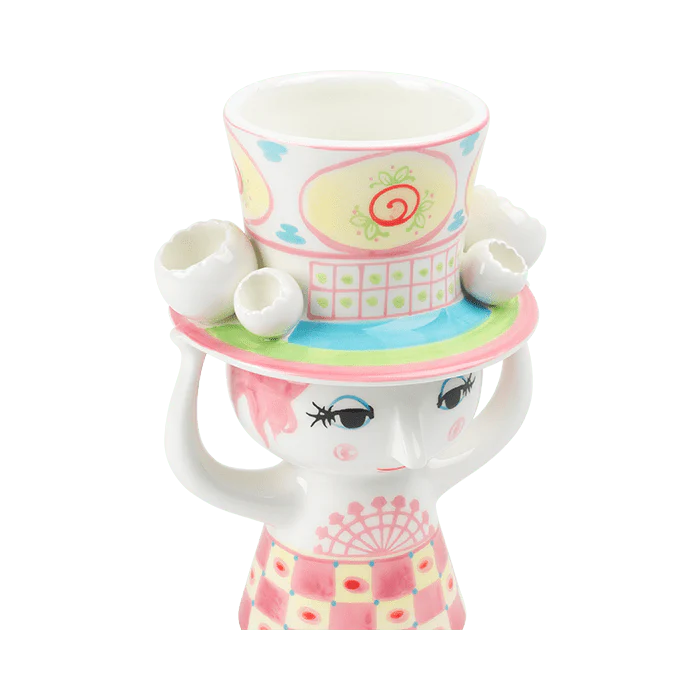 Bjørn Winblad Lady With Hat Vase, Pink/Yellow
