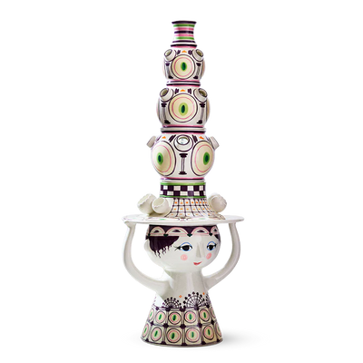 Bjørn Wiinblad Lady with Hat Floor Vase - H39.4" plum