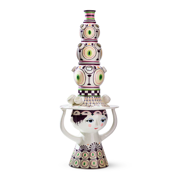 Bjørn Wiinblad Lady with Hat Floor Vase - H39.4" plum
