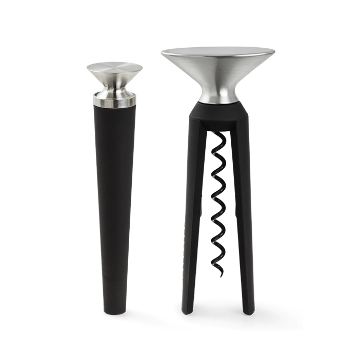 Rosendahl GC - Bottle Opener and Corkscrew, Black/Steel, 2 pcs.