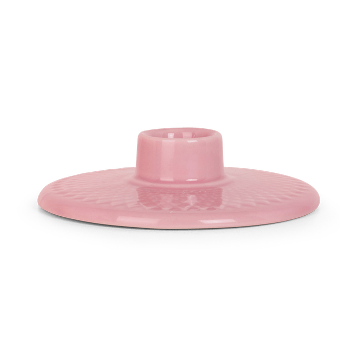 Lyngby Porcelain Rhombe Color Candle Holders - Rose, H: 1.2