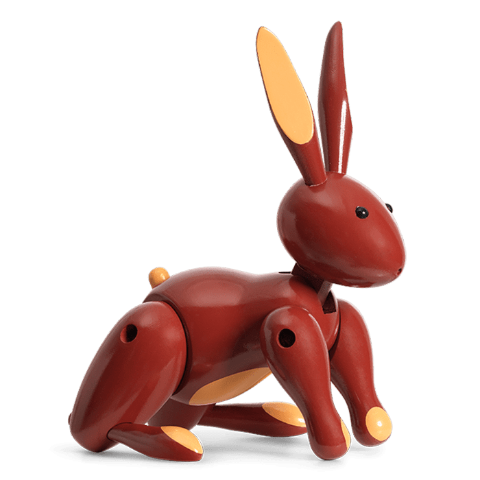 Kay Bojesen Rabbits - Painted Beech, Red, H: 6.3