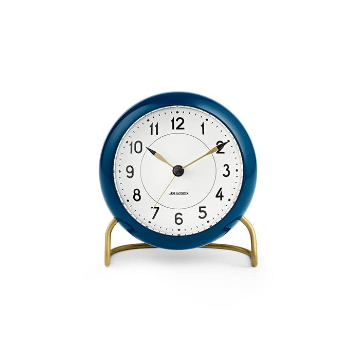 Arne Jacobsen Station Table Clock, - Teal/White