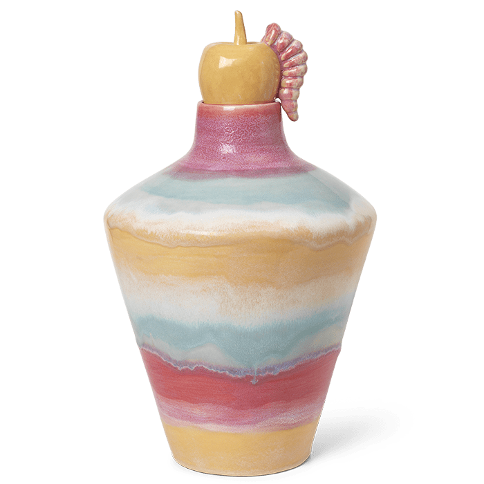 Kähler Poppery Vase - Vase with Apple, Pink/Mint/Yellow, H: 15.4
