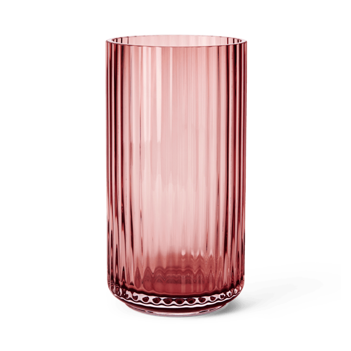 Lyngby Porcelain Glass Vases - Burgundy, H: 15.0