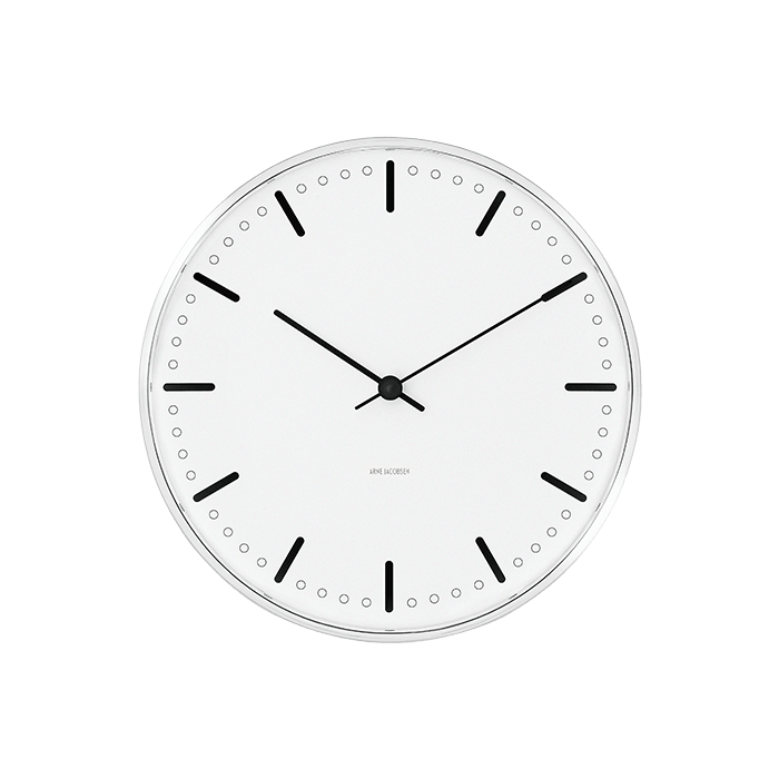 Arne Jacobsen City Hall Wall Clock White/Black - Small, Ø: 6.5