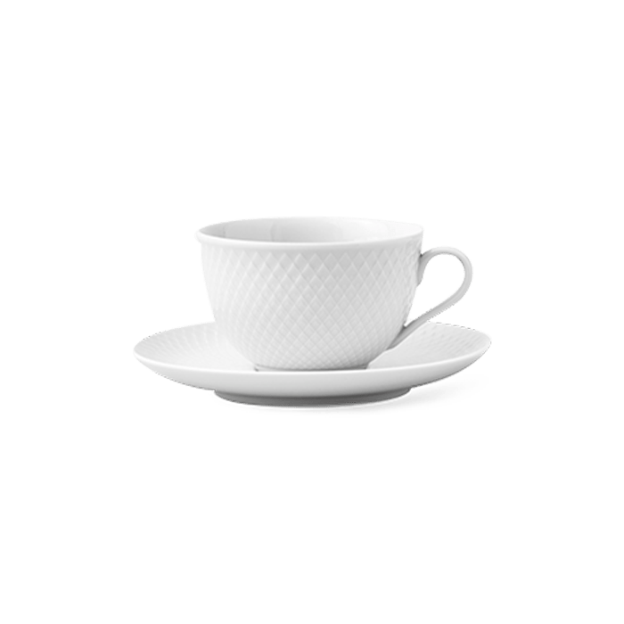 Lyngby Porcelain Rhombe Mug - Tea Cup With Matching Saucer, V: 8.1 oz
